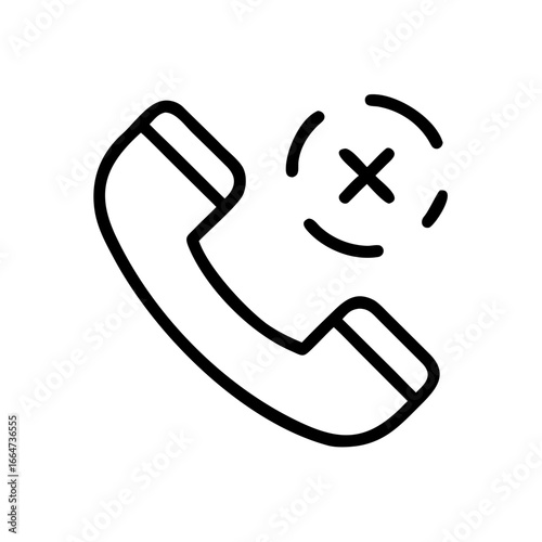 No calls icon highlights blocked number, line art for phone symbol. No calls means communication is blocked; no calls is a communication and connection problem. Concept no calls,