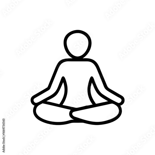Simple line art showing zen meditation pose, ideal for stress relief and mindfulness practices. Zen meditation promotes inner peace and concentration through mindful sitting and breathing exercises.