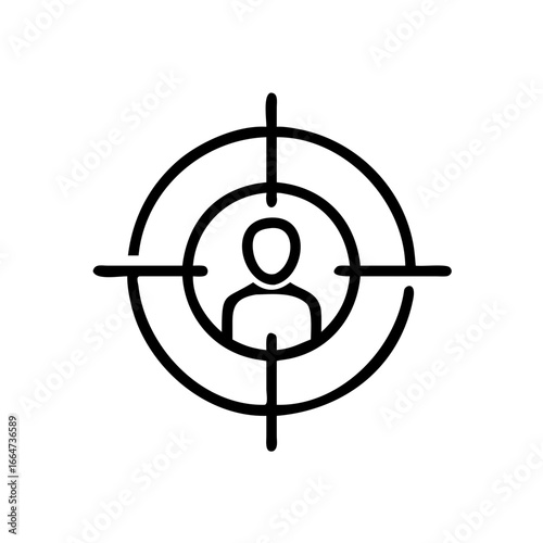 Human resource targeting with crosshairs shows focus on candidate selection, portraying recruitment efforts. Candidate selection represents search for talent,