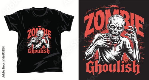 Zombie graphic vector t shirt design print.