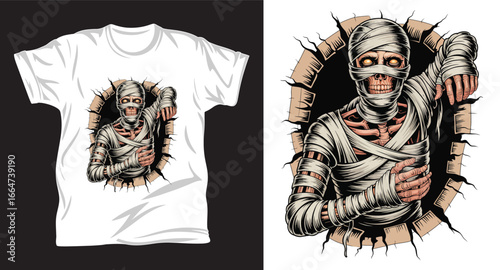 Zombie graphic vector t shirt design print.