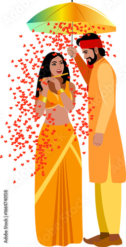 indian couple under umbrella