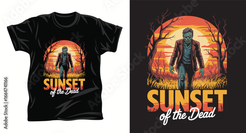 Zombie graphic vector t shirt design print.
