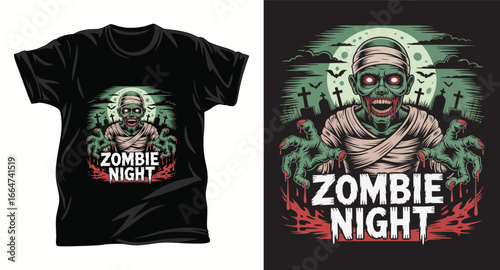 Zombie graphic vector t shirt design print.