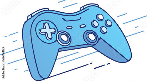 Blue Video Game Controller Flat Design