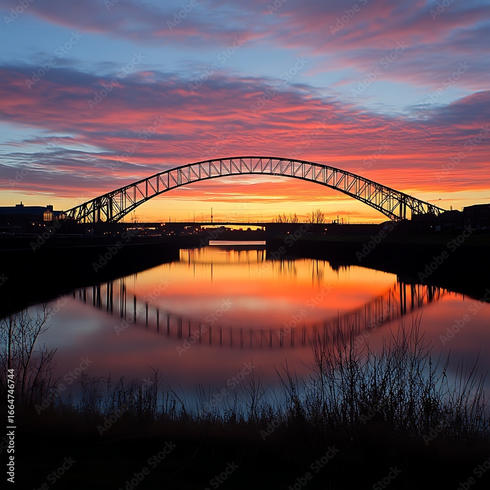 Naklejka premium Modern gateshead millennium bridge showcasing futuristic architecture design image