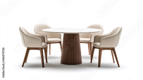 Elegant Dining Setting with Round Table and Stylish Chairs in Bright Space
