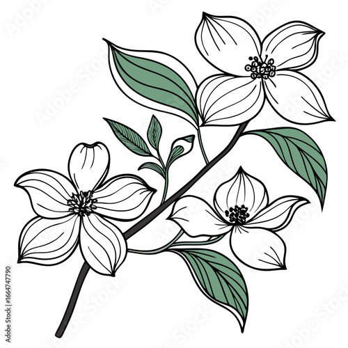 black and white cornus mas flowers