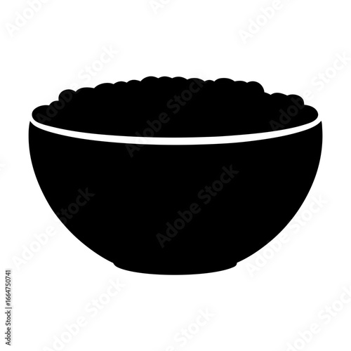 A bowl full of something granular depicted as a black silhouette