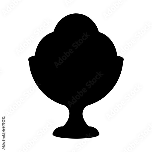 Elegant ice cream sundae in a glass bowl vector silhouette style design