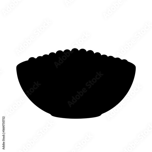 Black silhouette of a bowl filled with small round food items