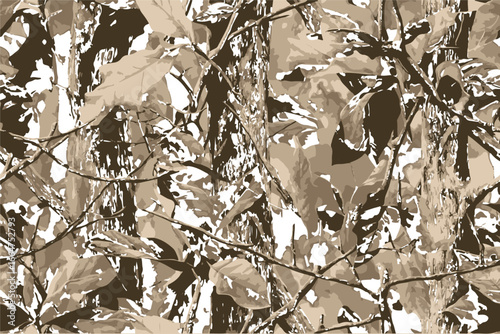 Camouflage seamless pattern. Forest real tree camouflage design. Hunting camouflage. Army hunting camouflage background. Digital camo.Real-tree camouflage background, full-screen.