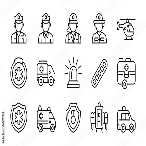 Medical and Emergency Service Line Icons
