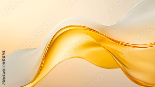 A smooth wave of golden and white colors creates a serene and elegant background, perfect for design and art.