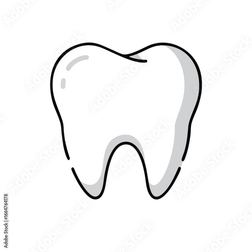 Simple cartoon drawing of a healthy human tooth with a black outline and light gray shading.