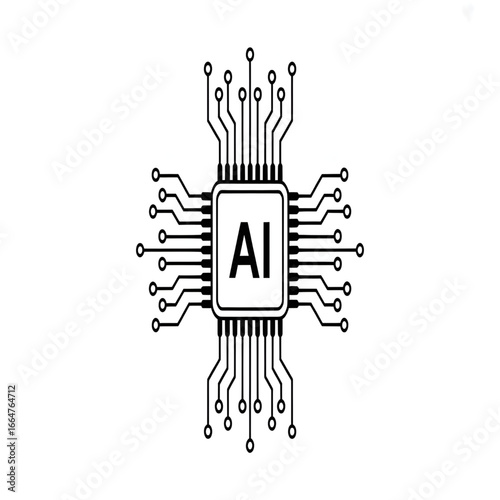 AI Microchip Circuit Technology Symbol