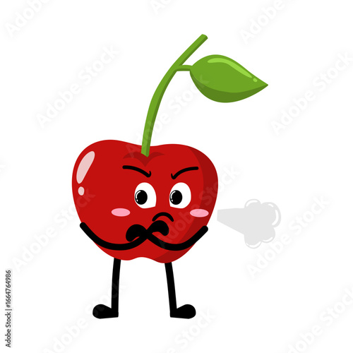 Cute Hand Drawn Annoyed Grumpy Cherry