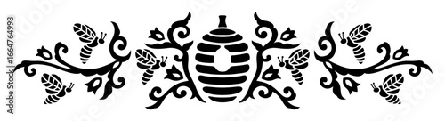 Elegant vintage illustration with beehive