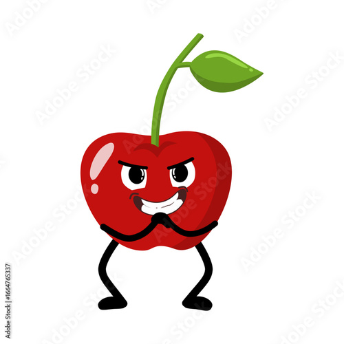 Cute Hand Drawn Mischievous Cherry Expression