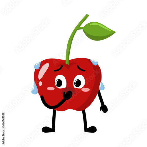 Cute Hand Drawn Nervous Cherry Expression