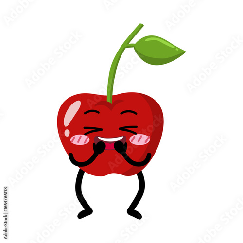 Cute Hand Drawn Shy Cherry Blushing