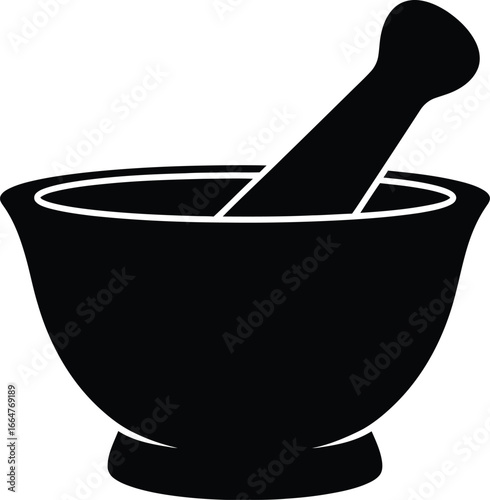 Antique mortar and pestle symbol for pharmacy and medicine preparation vector