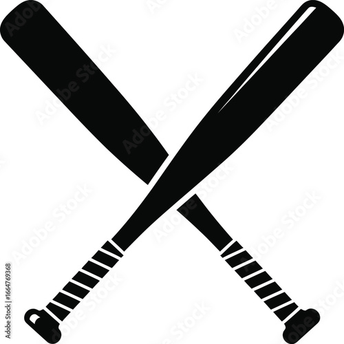 Crossed baseball bats sport equipment icon silhouette vector