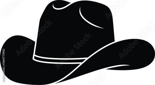 Classic black cowboy hat silhouette western style country fashion headwear vector