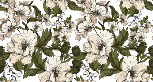 Seamless flower pattern. Textile print pattern