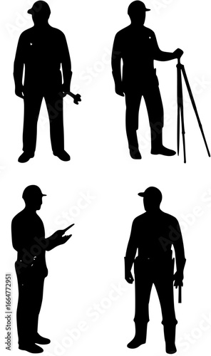 Construction worker silhouette collection.