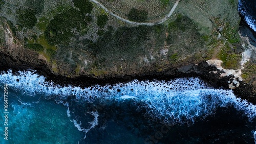 Billede på lærred Aerial view of Pyramid Rock and coastal cliffs, Phillip Island
