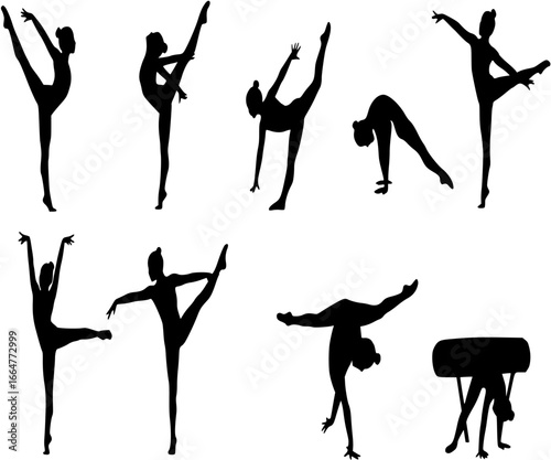 set of gymnastics silhouettes.
