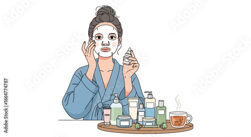 Self care skincare routine for glowing skin with tea break