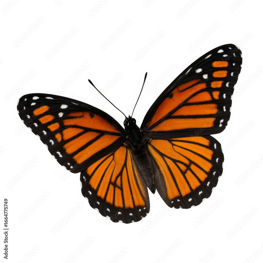 Fototapeta premium Beautiful monarch butterfly on white background.