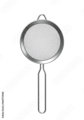 Round metal kitchen sieve with handle