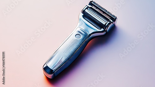 Shaver with metallic blades isolated on light background, studio shot for grooming and men's personal care concept