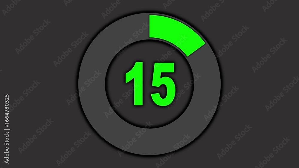 Numerical counting from 0 to 15. Circular progress bar with bright green color light , counting green animation timer circle, green Circular loading progress Modern motion graphics. 4k video Numerical counting from 0 to 15. Circular progress bar with bright green color light , counting green animation timer circle, green Circular loading progress Modern motion graphics. 4k video