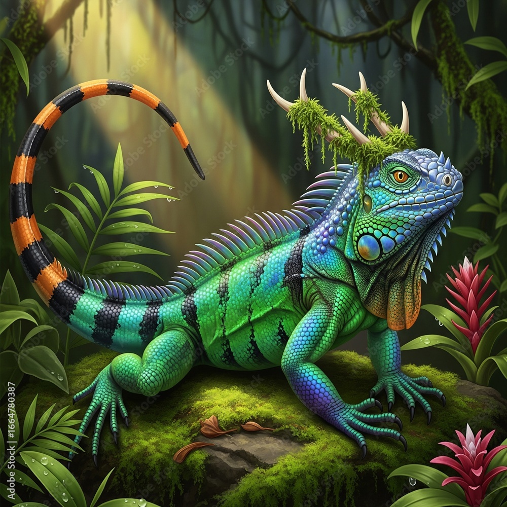 Fototapeta premium iguana on a branch