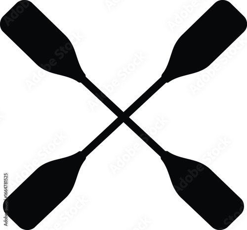 Crossed canoe paddles simple silhouette icon graphic design element vector