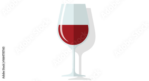 Elegant vector illustration showcasing a glass of red wine with soft shadow detail for commercial and creative use