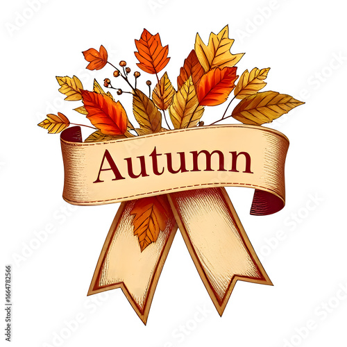 Ribbon with Vintage Autumn Texture