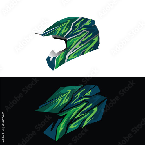 Modern sticker design for motocross helmets. Racing helmet branding stickers.