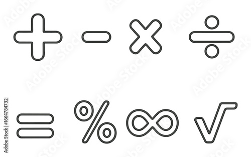 Stylized mathematical symbols on textured surface for mathematical concepts