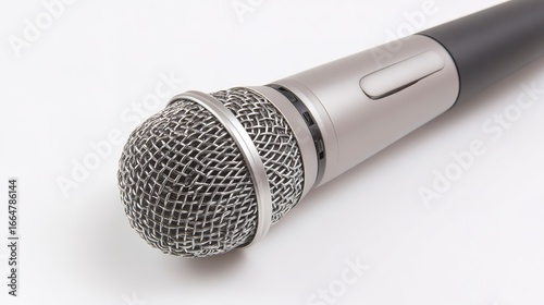 A silver microphone isolated on a white background