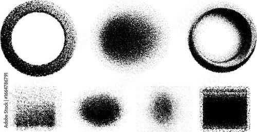 Circular and geometric stipple dotwork design set for artistic projects