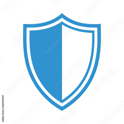 Free Download Blue and white shield icon in flat style representing protection, security, privacy, and defense on clean white background - GFXLoad