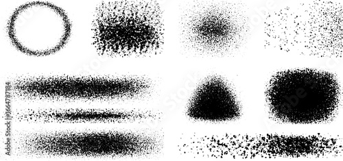 Set of stipple and dotwork halftone patterns for vintage design and decoration