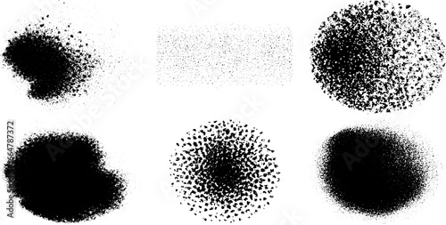 Stippling and dotwork illustration set with diagonal patterns for artistic design projects