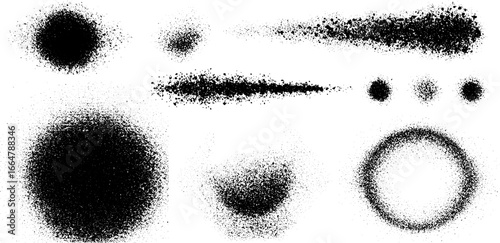 Abstract stippling and dotwork planetary set - design for prints and tattoos