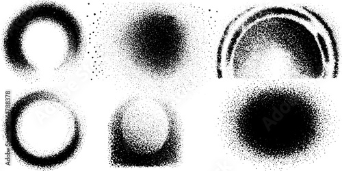 Radial stipple dotwork illustration set for creative design projects